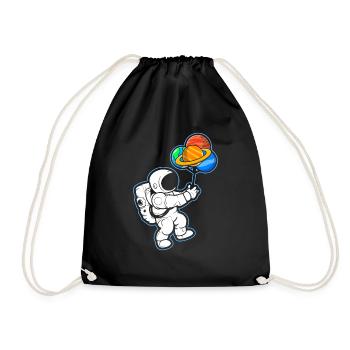 Astronaute tenant des ballons de planète Système solaire - Sac de sport léger - noir - Devant