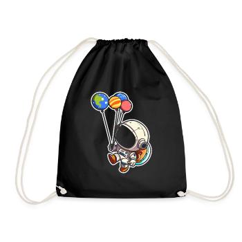 Astronaute tenant des ballons de planète Système solaire - Sac de sport léger - noir - Devant