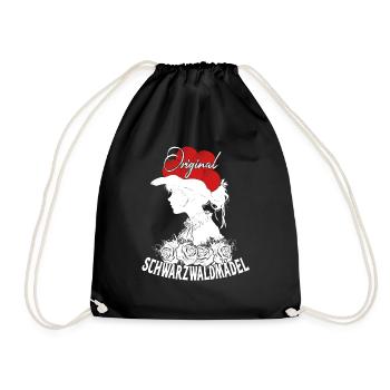 Original Schwarzwaldmädel Bollenhut Tracht Rosen - Turnbeutel - Schwarz - Vorne
