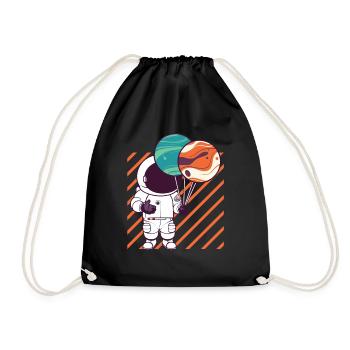 Astronaute tenant des ballons de planète Système solaire - Sac de sport léger - noir - Devant