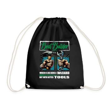 Boat builder Profession Saying Worker - Drawstring Bag - black - Front