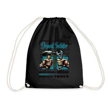 Drywall installer Profession Saying Worker - Drawstring Bag - black - Front