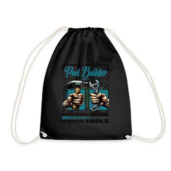 Pool Builder Profession Saying Worker - Drawstring Bag - black - Front
