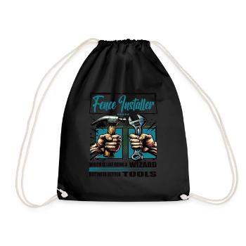 Fence installer profession saying worker - Drawstring Bag - black - Front