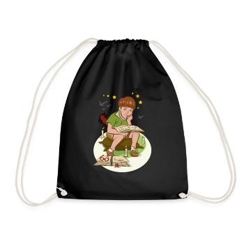 Garçon avec livre - Sac de sport léger - noir - Devant