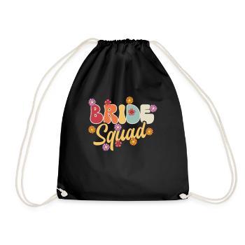Groovy Bridal Wedding Party Bridal Flower Flowers - Drawstring Bag - black - Front