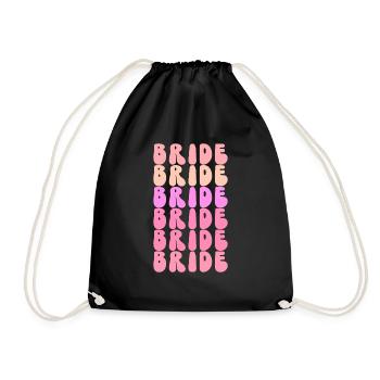 Groovy Bridal Wedding Party Bridal Flower Flowers - Drawstring Bag - black - Front