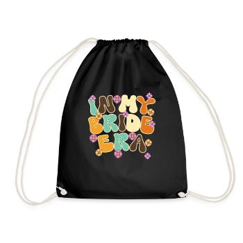 Groovy Bridal Wedding Party Bridal Flower Flowers - Drawstring Bag - black - Front