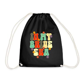 Groovy Bridal Wedding Party Bridal Flower Flowers - Drawstring Bag - black - Front