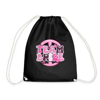 Groovy Bridal Wedding Party Bridal Flower Flowers - Drawstring Bag - black - Front