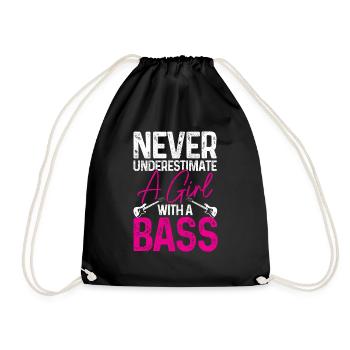 Bassist Bass Gitarre Lustiges Geschenk - Turnbeutel - Schwarz - Vorne