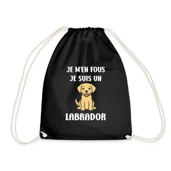 Petit chien humour labrador - Sac de sport léger - noir - Devant