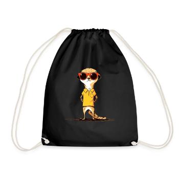 Erdmännchen Mit Sonnenbrille Meerkat - Turnbeutel - Schwarz - Vorne