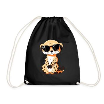 Erdmännchen Mit Sonnenbrille Meerkat - Turnbeutel - Schwarz - Vorne