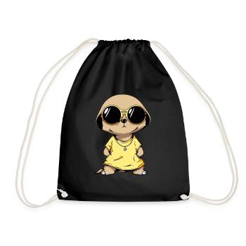 Erdmännchen Mit Sonnenbrille Meerkat - Turnbeutel - Schwarz - Vorne