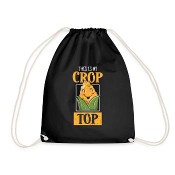 This Is My Crop Top Corn Farmer Crop Duster - Drawstring Bag - black - Front