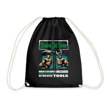 Structural steel worker Occupation Saying Worker - Drawstring Bag - black - Front