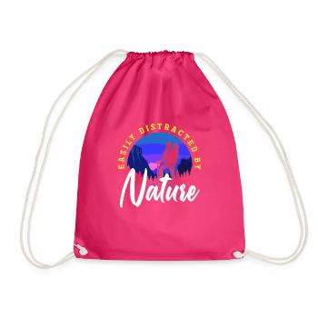Funny Hiking Gift - Drawstring Bag - fuchsia - Front