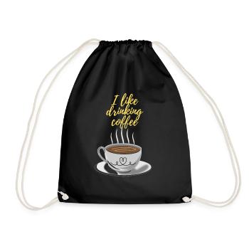 Tasse Kaffee - Turnbeutel - Schwarz - Vorne