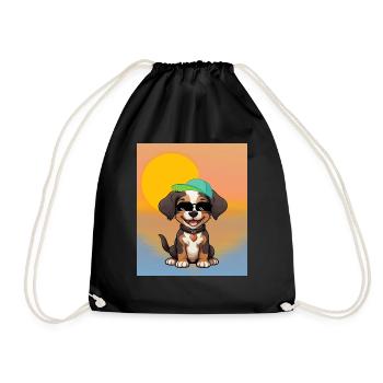 Lustiger Hund - Turnbeutel - Schwarz - Vorne