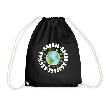 Erde Tag Groovy Hippie 70s Retro Retro - Turnbeutel - Schwarz - Vorne