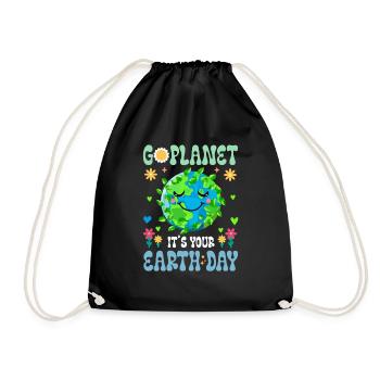 Erde Tag Groovy Hippie 70s Retro Retro - Turnbeutel - Schwarz - Vorne