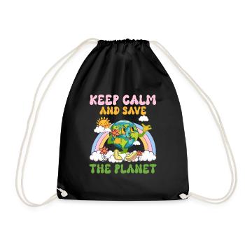 Erde Tag Groovy Hippie 70s Retro Retro - Turnbeutel - Schwarz - Vorne