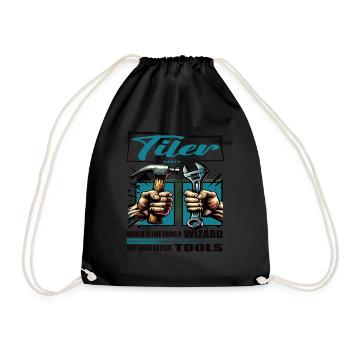 Tiler Profession Saying Worker - Drawstring Bag - black - Front