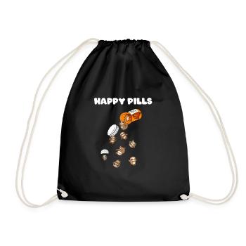 Sloth Cute Graphic Funny "Happy Pills" - Drawstring Bag - black - Front