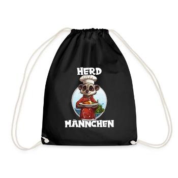 Erdmännchen kochen Koch Kochmütze Herdmännchen - Turnbeutel - Schwarz - Vorne