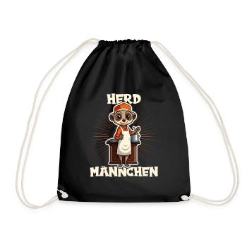 Erdmännchen kochen Koch Kochmütze Herdmännchen - Turnbeutel - Schwarz - Vorne