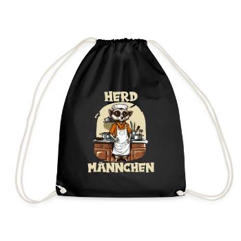 Erdmännchen kochen Koch Kochmütze Herdmännchen - Turnbeutel - Schwarz - Vorne