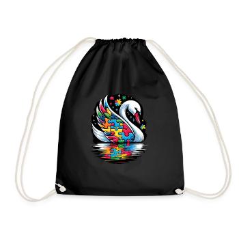 Autism Awareness puzzles piece - Drawstring Bag - black - Front