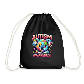 Autism Awareness puzzles piece - Drawstring Bag - black - Front