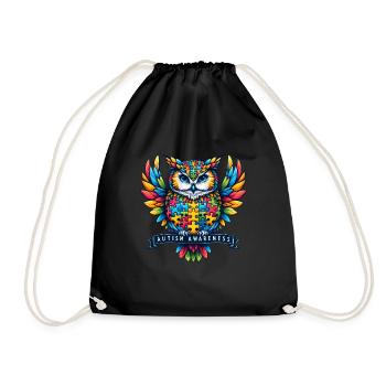 Autism Awareness puzzles piece - Drawstring Bag - black - Front