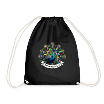 Autism Awareness puzzles piece - Drawstring Bag - black - Front