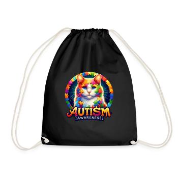 Autism Awareness puzzles piece - Drawstring Bag - black - Front