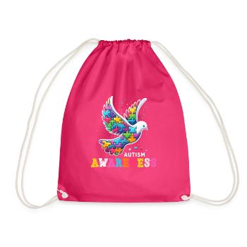 Autism Awareness puzzles piece - Drawstring Bag - fuchsia - Front