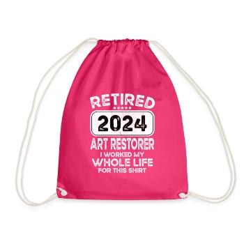 Retired Art restorer 2024 - Drawstring Bag - fuchsia - Front