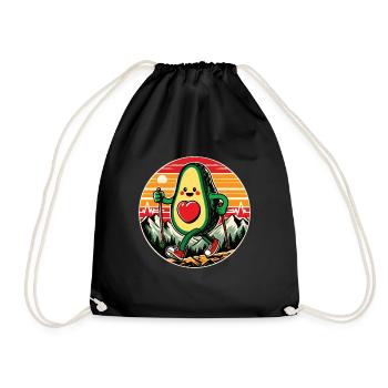 Walking avocado prevent heart disease - Drawstring Bag - black - Front