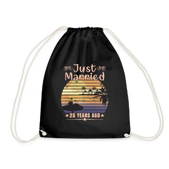 just, married, years, ago, men, women, silver - Drawstring Bag - black - Front