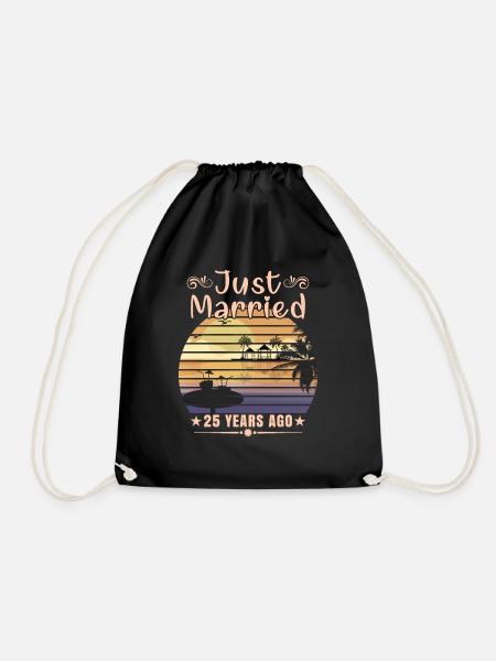 just, married, years, ago, men, women, silver - Drawstring Bag - black