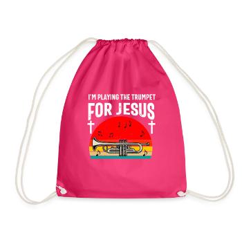 Christlicher Trompeter Musik Anbetungsspaß - Turnbeutel - Fuchsia - Vorne