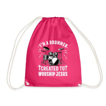 Christlicher Schlagzeuger Schlagzeuger Stick-Männer Jesus - Turnbeutel - Fuchsia - Vorne
