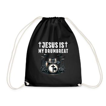 Christlicher Schlagzeuger Schlagzeuger Stick-Männer Jesus - Turnbeutel - Schwarz - Vorne