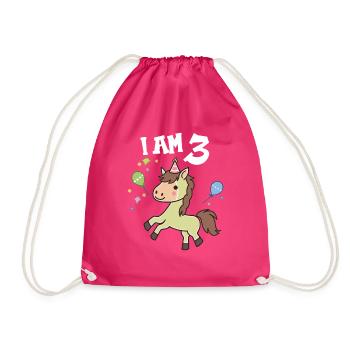 J'ai 3 ans Chevaux Cheval 3ème anniversaire - Sac de sport léger - fuchsia - Devant