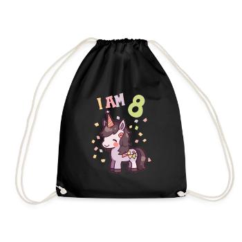 I'm 8 years old Horses Horse 8th birthday - Drawstring Bag - black - Front