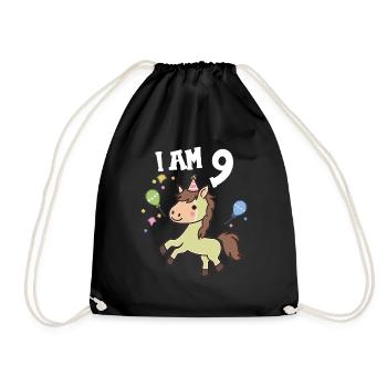 J'ai 9 ans Chevaux Cheval 9ème anniversaire - Sac de sport léger - noir - Devant