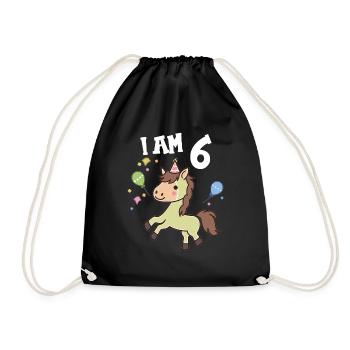 J'ai 6 ans Chevaux Cheval 6ème anniversaire - Sac de sport léger - noir - Devant