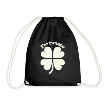 Fortunato Emblem Distressed Four-Leaf - Drawstring Bag - black - Front